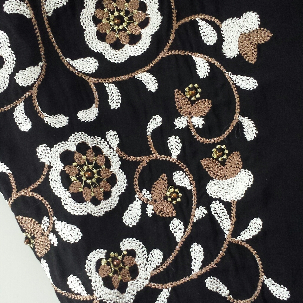 WHBM Black Embroidered Peasant Boho Dress Size S - Picture 6 of 9